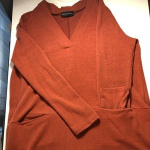 Long burnt orange pocket tunic